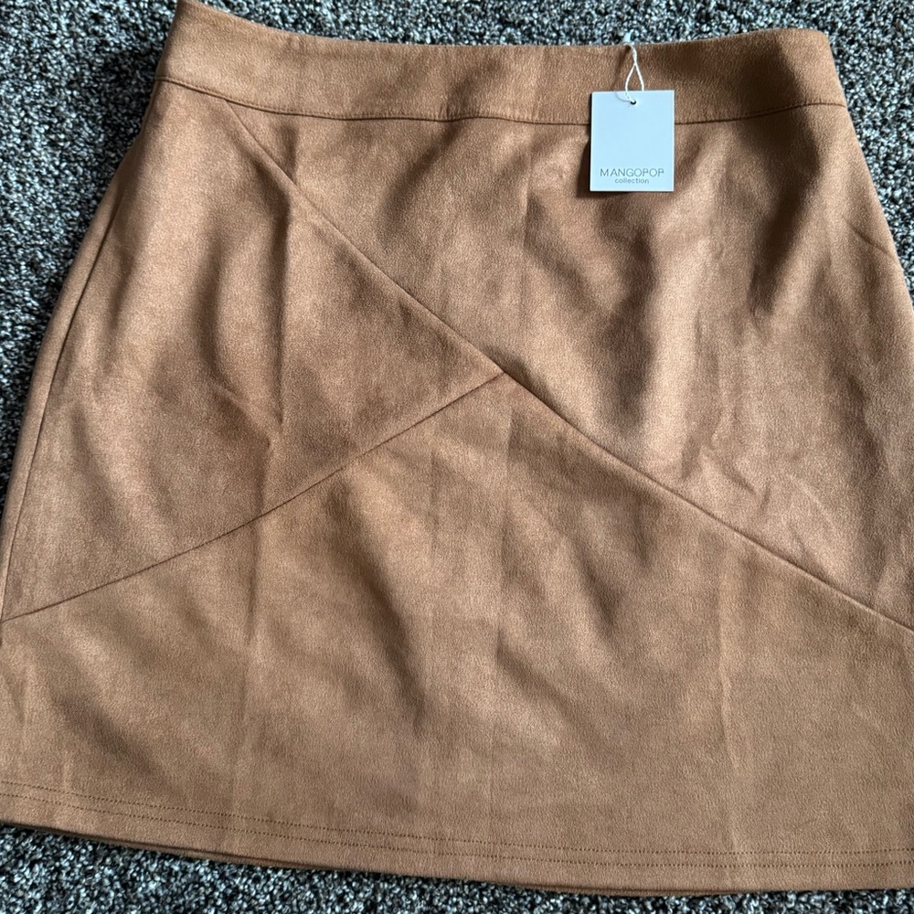 Cute faux suede mini skirt by MangoPop like new, size large
